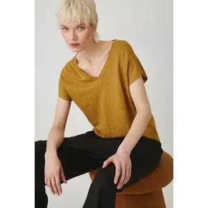 Medicine tricou de in femei, culoarea galben imagine