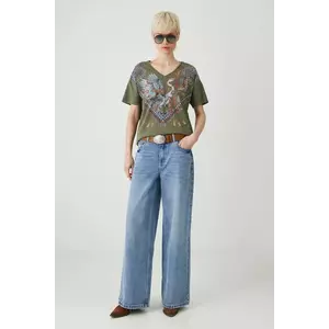 Medicine tricou din bumbac femei, culoarea verde imagine