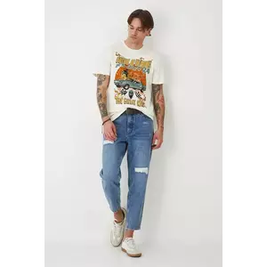 Medicine tricou din bumbac barbati, culoarea bej, cu imprimeu imagine