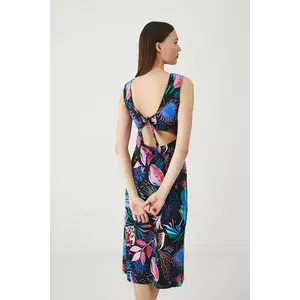 Medicine rochie din bumbac culoarea negru, midi, mulata imagine