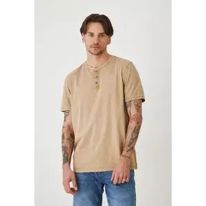 Medicine tricou din bumbac culoarea bej, neted imagine