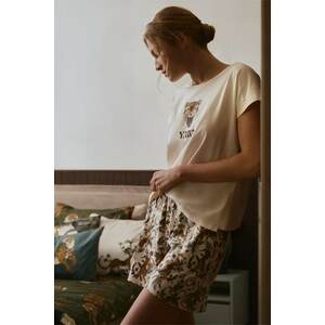 Medicine pijamale de bumbac culoarea bej, bumbac imagine