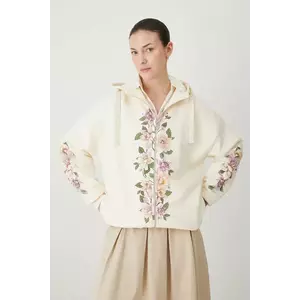 Medicine bluza culoarea bej, cu glugă, cu imprimeu imagine