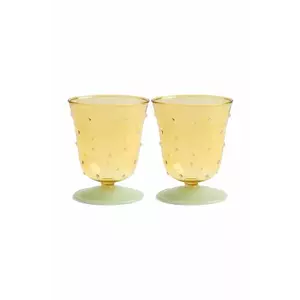 &k amsterdam set de pahare de vin glass dot yellow 200 ml 2-pack imagine