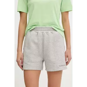 Peak Performance pantaloni scurti femei, culoarea gri, neted, high waist imagine