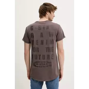 G-Star Raw tricou din bumbac barbati, culoarea maro, neted, D25971-2653 imagine