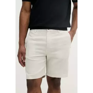 BOSS Orange pantaloni scurti din in barbati, culoarea bej, 50536863 imagine