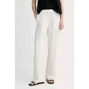 Samsoe Samsoe pantaloni din in SATOVE culoarea alb, drept, high waist, F25100016 imagine