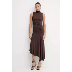 Elisabetta Franchi rochie culoarea maro, midi, evazati, AB84252E2 imagine