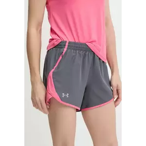 Under Armour pantaloni scurți de alergare Fly By culoarea galben, uni, high waist imagine