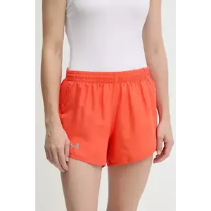 Under Armour pantaloni scurți de alergare Fly By culoarea galben, uni, high waist imagine