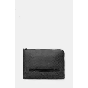 Coach husă laptop din piele culoarea gri, CAN37 imagine