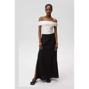Undress Code fustă din in Serenity Skirt Stitch culoarea negru, maxi, drept, 893 imagine