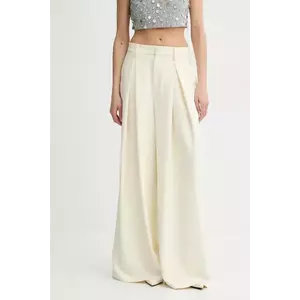 ISABELLE BLANCHE pantaloni culoarea galben, lat, high waist, IS25SS-P041-T008 imagine