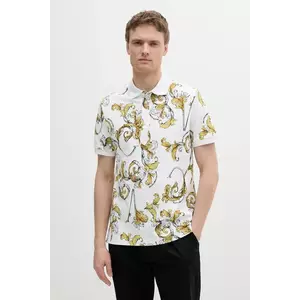 Versace Jeans Couture polo de bumbac culoarea alb, cu imprimeu, 78GAG6S0 JS460 imagine