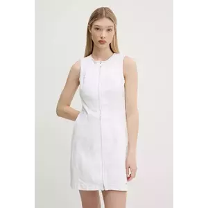 Tommy Jeans rochie din denim culoarea alb, mini, mulata, DW0DW20420 imagine