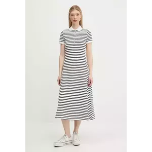 Tommy Jeans rochie culoarea alb, midi, evazati, DW0DW20383 imagine
