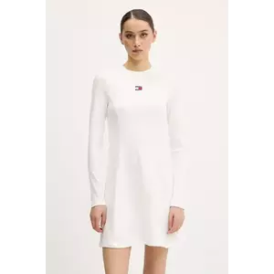 Tommy Jeans rochie culoarea alb, mini, evazati, DW0DW20666 imagine