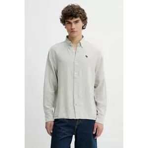 Abercrombie & Fitch cămașă de in culoarea gri, cu guler button-down, regular, KI125-5085 imagine