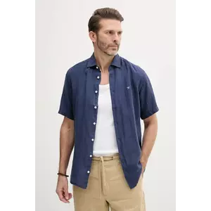 Hackett London cămașă de in culoarea bleumarin, cu guler clasic, regular, HM3010245 imagine