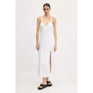 Hollister Co. rochie din bumbac culoarea alb, midi, drept, KI359-5079 imagine