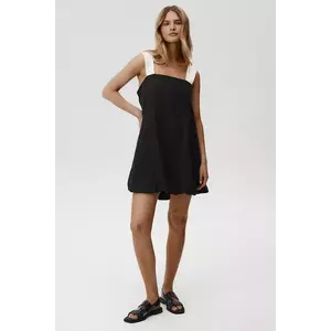 Undress Code rochie din in Daisy Dress culoarea negru, mini, drept, 897 imagine