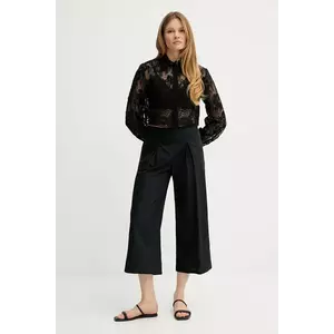 Ermanno Scervino pantaloni de bumbac culoarea negru, lat, high waist, D464P610OVZ imagine