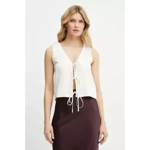 Marella bluză din amestec de in ISOlână culoarea bej, cu imprimeu, 2513161014200 imagine