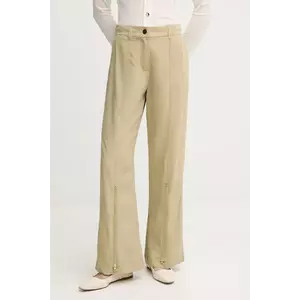 Sisley pantaloni culoarea verde, drept, high waist, 47ICLF06O imagine
