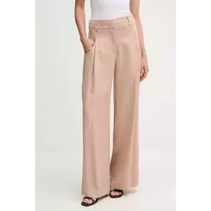 Sisley pantaloni culoarea maro, lat, high waist, 4V7PLF06N imagine