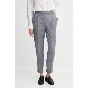 United Colors of Benetton pantaloni din amestec de in fason tigareta, high waist, 49KBDF090 imagine
