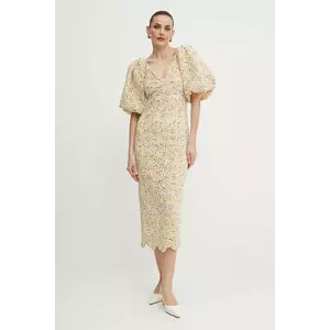 Luisa Spagnoli rochie culoarea bej, midi, drept, 542142 imagine