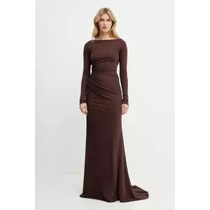 Elisabetta Franchi rochie culoarea maro, maxi, evazati, ABR1852E2 imagine