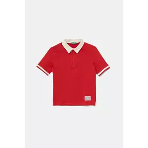 United Colors of Benetton tricouri polo din bumbac pentru copii culoarea rosu, uni, 3BL0G300W imagine
