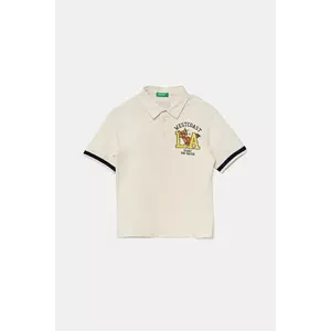 United Colors of Benetton tricouri polo din bumbac pentru copii culoarea bej, uni, 3BL0G300W imagine