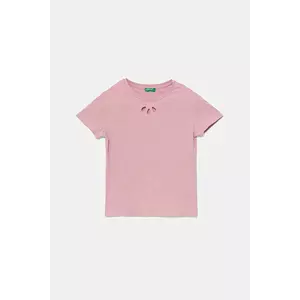 United Colors of Benetton tricou copii culoarea roz, 3P4ZC10O0 imagine