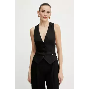 Elisabetta Franchi vestă de in culoarea negru, un singur rand de nasturi, GL00552E2 imagine