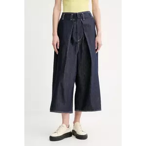 Sunnei pantaloni scurți jeans culoarea bleumarin, uni, high waist, RTWXBOT025 imagine