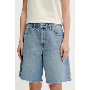 Abercrombie & Fitch pantaloni scurți jeans uni, high waist, KI149-5122 imagine