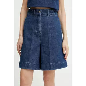Patou pantaloni scurți jeans culoarea bleumarin, uni, high waist, TR0520216 imagine