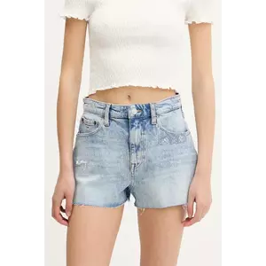 Tommy Jeans pantaloni scurți jeans uni, high waist, DW0DW20087 imagine