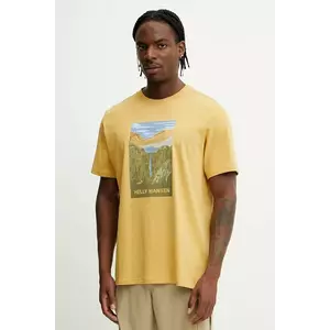 Helly Hansen tricou din bumbac MASSIF GRAPHIC culoarea galben, cu imprimeu, 54600 imagine