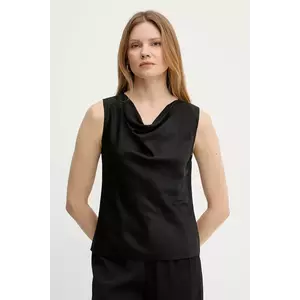 BOSS bluză de mătase culoarea negru, uni, 50537652 imagine