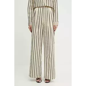 Forte Forte pantaloni culoarea bej, lat, high waist, 13852 my pants imagine