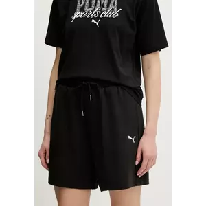 Puma pantaloni scurți culoarea negru, uni, high waist, 629775 imagine