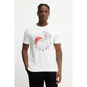 Puma tricou din bumbac GRAPHICS Execution culoarea alb, cu imprimeu, 684833 imagine