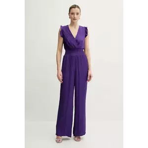 Morgan salopetă PWALLY culoarea violet, cu decolteu in v, PWALLY imagine
