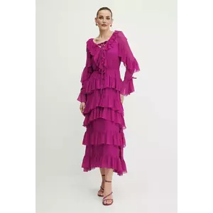 Luisa Spagnoli rochie culoarea roz, maxi, evazati, 541979 imagine