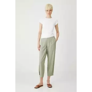 Medicine pantaloni din in culoarea verde, fason chinos, high waist imagine