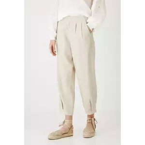 Medicine pantaloni din in culoarea bej, fason chinos, high waist imagine